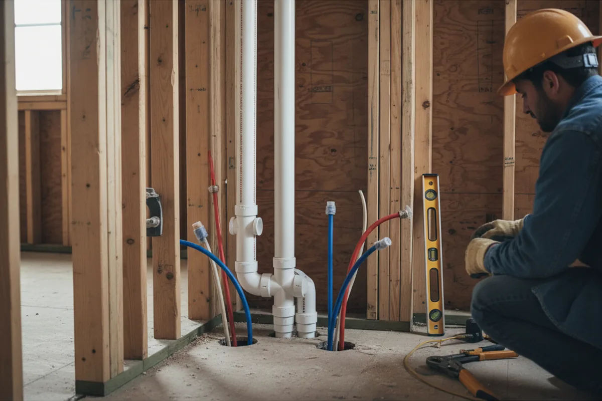 Drain and supply rough-in during Leak Detection in Eagle Creek